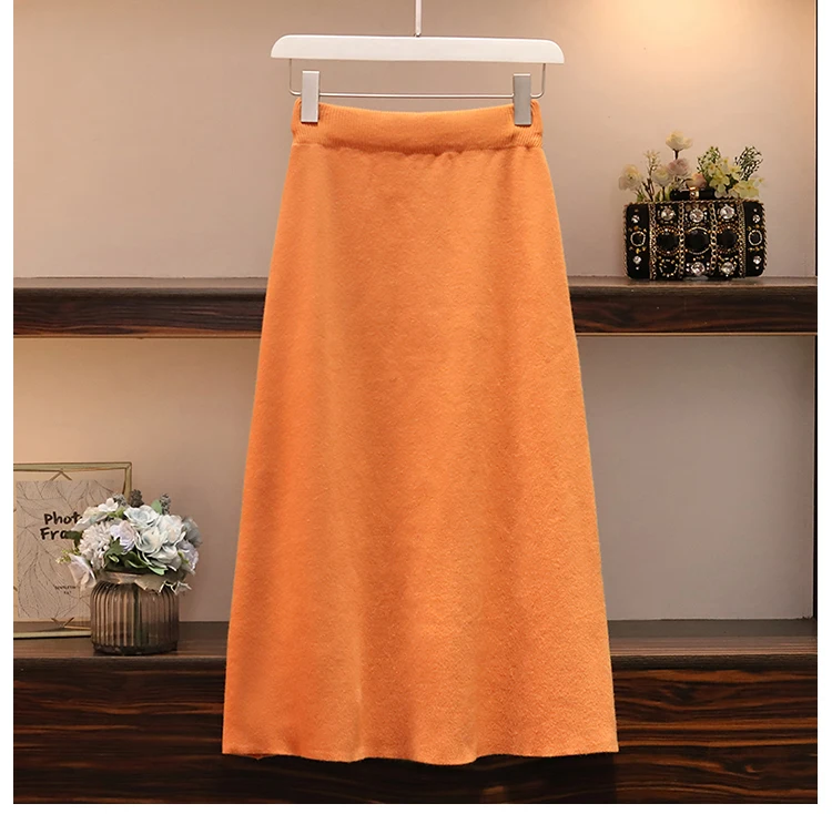 womens clothing New black top and skirt two piece set plus size winter sweater set women knitted suit