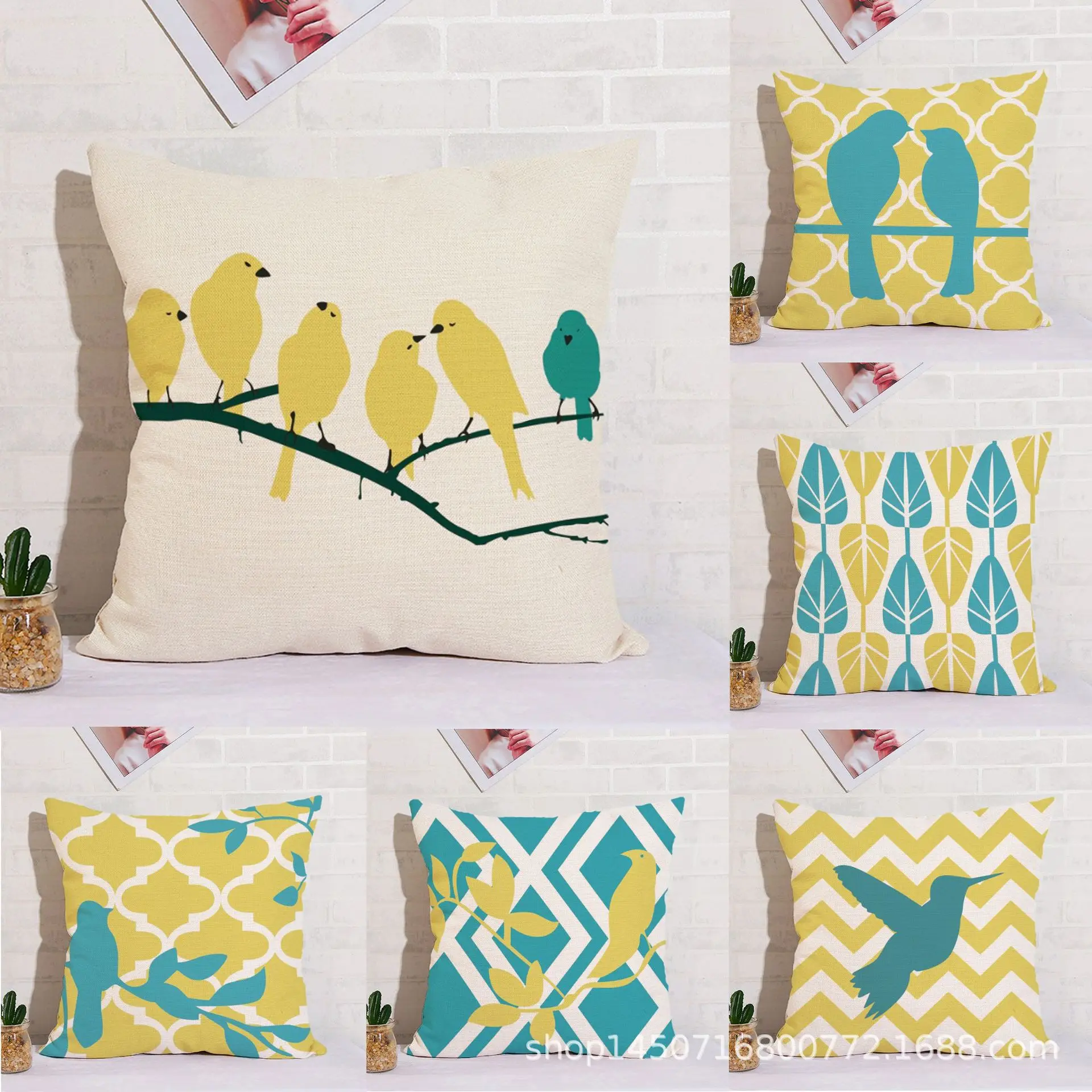 Домашняя Подушка льняные Чехлы для подушек с изображением птиц бесплатная
