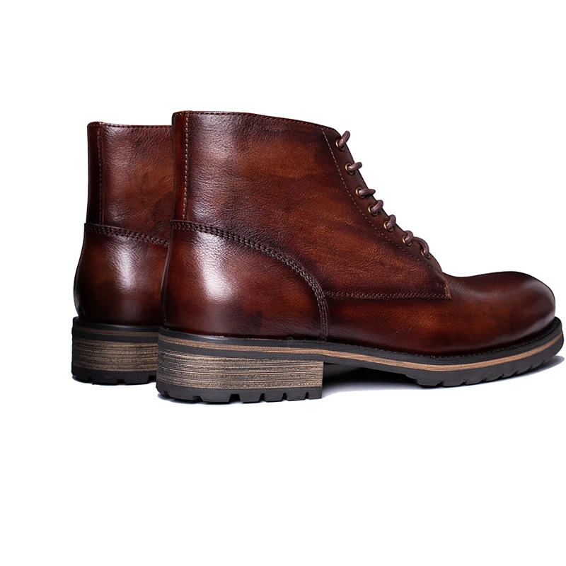 

Brand Handmade Chelsea Boots Men's Genuine Leather Shoes Male Vintage Boot Ankle Work Casual Coffee Color Brown Martins Boots