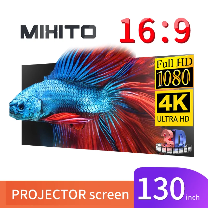 MIXITO 130 ЖК проектор с метал Шторы 16:9 анти светильник Экран Офис Портативный 3d