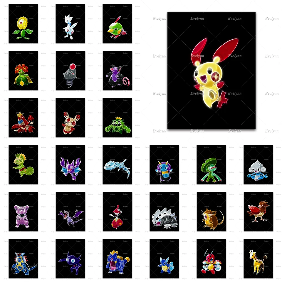 

Japanese Anime PokéMon Poster Children Room Bedroom Decor Living Room Decor Canvas Home Decor Wall Art Prints Cartoon Painting