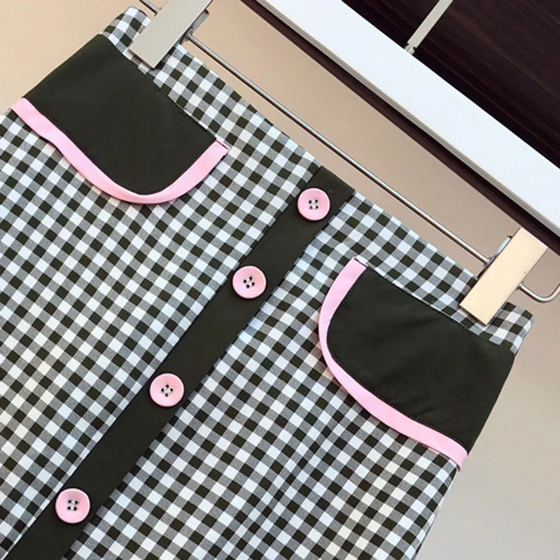 

plus size women autumn Two Piece Set Hooded Sweatershirt And Plaid Skirt sets Casual Matching Set for Women korean Clothes