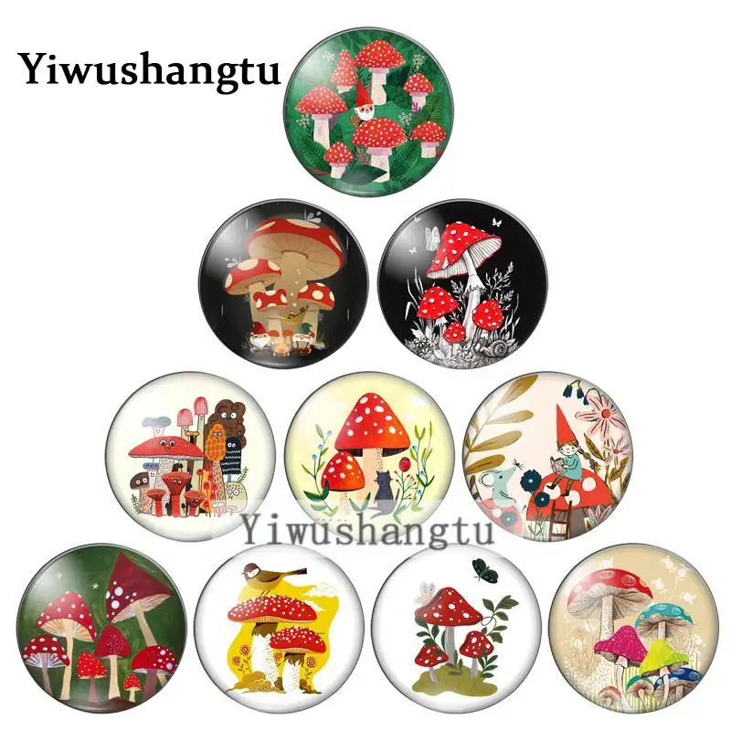 Мультяшный гриб птица девочка подарок 8 мм/10 мм/12 мм/18 мм/20 мм/25 мм круглое фото