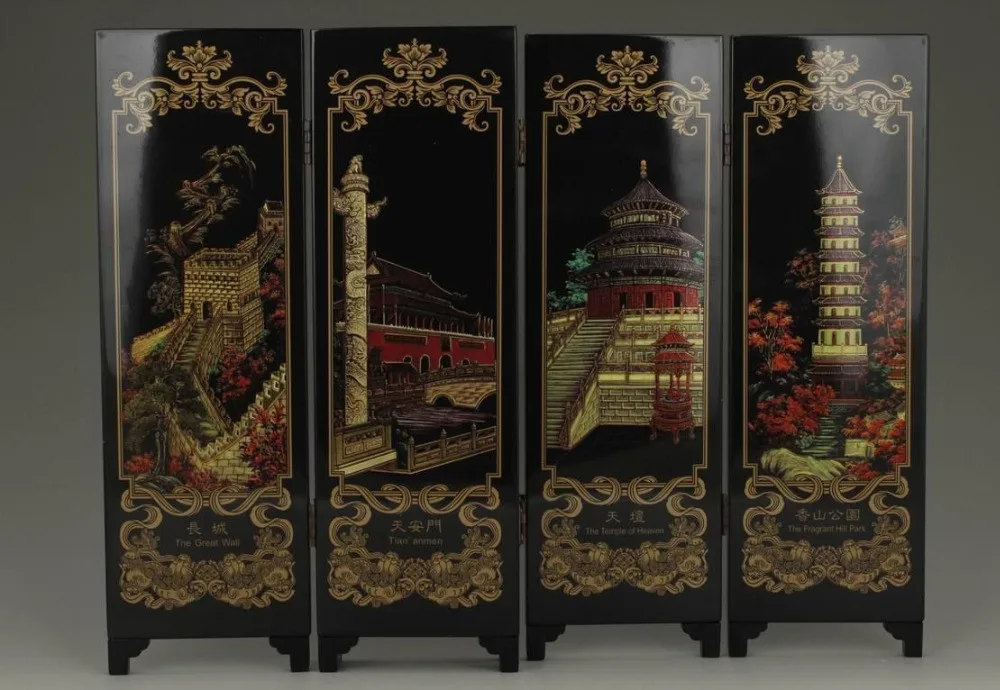 CHINESE OLD LACQUER HANDWORK PAINTING BEIJING SCENERY SCREEN DECORATION | Дом и сад