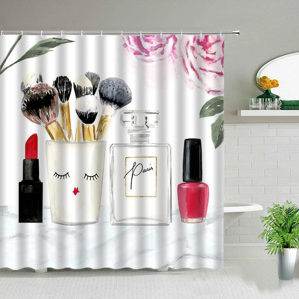 Занавеска для душа с красной клубничной помадой сексуальные губы