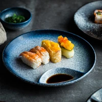 dumpling plate with vinegar dish household ceramic round dumpling plate commercial creative restaurant high end japanese fast