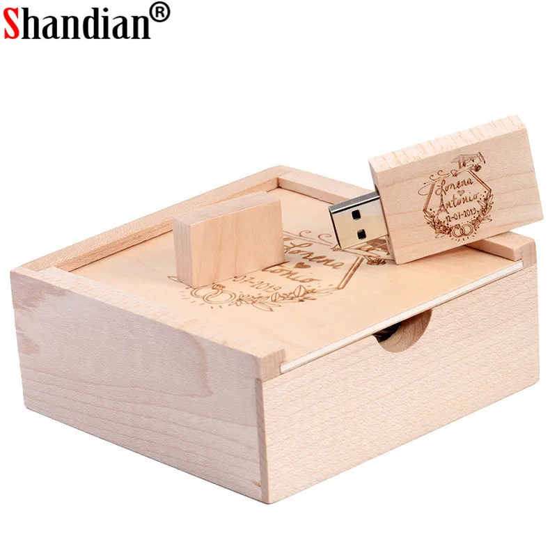 Usb флеш накопитель SHANDIAN деревянный корпус 4 ГБ 16 32 размер 105 мм х 95 40 мм|USB