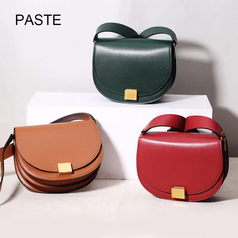 

Hot Sale Women Crossbody Bags Genuine Leather Female Saddle Retro Solid Cowhide Shoulder Messenger 8 Colors bolsas mujer