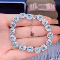fine jewelry 925 sterling silver inset with natural gemstone womens luxury fashion oval apatite hand bracelet support detection