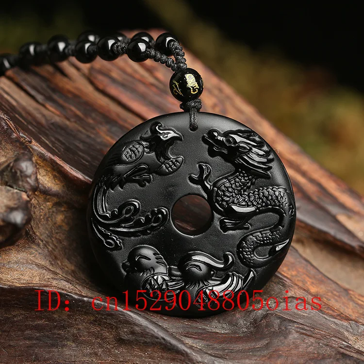 Натуральный Черный Дракон из обсидиана подвеска Феникс безопасная Пряжка резной