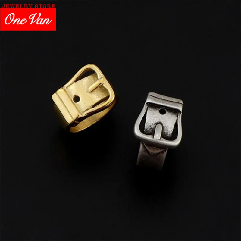 

2020 NEW 4 Size Titanium steel Lovers Vintage Belt Buckle Ring Female Ring Big Large Retro Vintage Golden Gothic Women Jewelry