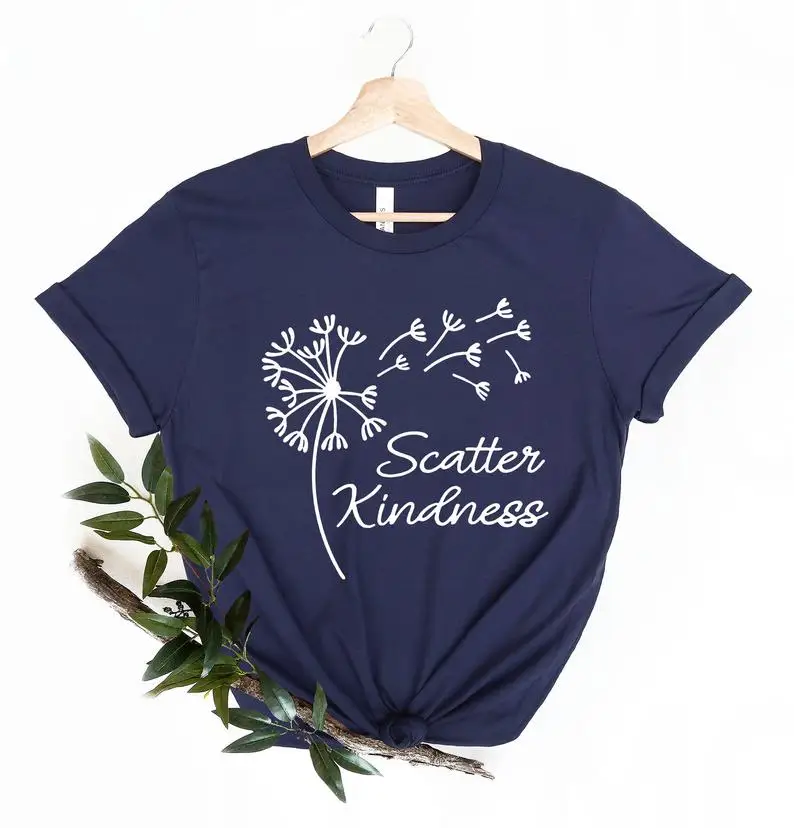 

Dandelion Spread kindness t shirt Women Summer 2021 T Shirt Women Streetwear 100% Cotton Graphic Tee Loose O Neck Harajuku Top