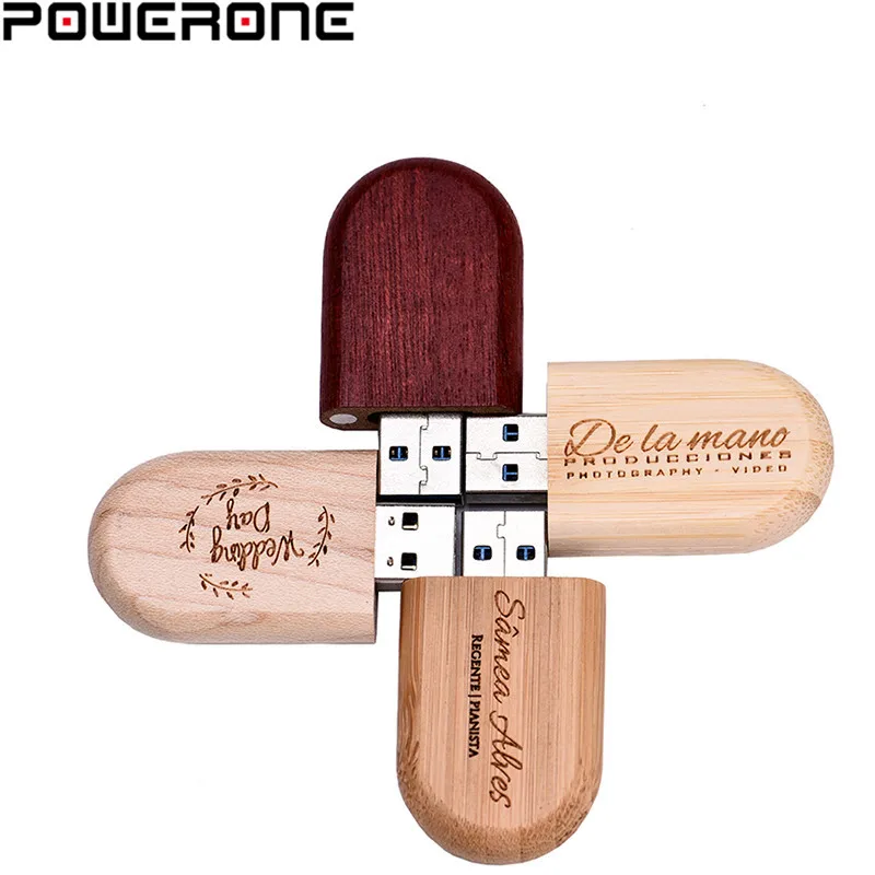 POWERONE 1 шт. Бесплатный Логотип Деревянный + коробка персональный флэш накопитель с