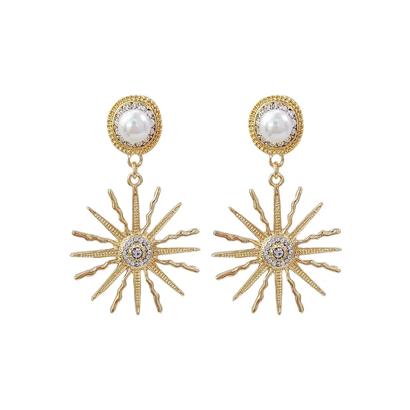 

Krasivaya Classic Sun Flower With Rhinestones Drop Earrings For Women Fashion Jewelry Trendy Gift