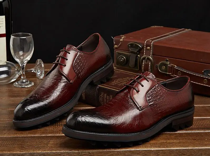 Качественные Мужские модельные туфли из крокодиловой кожи роскошные мужские