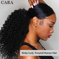 3B 3C Afro Kinky Curly Ponytail Human Hair Extensions Clip In Ponytail Brazilian Drawstring Ponytails Natural For Black Women