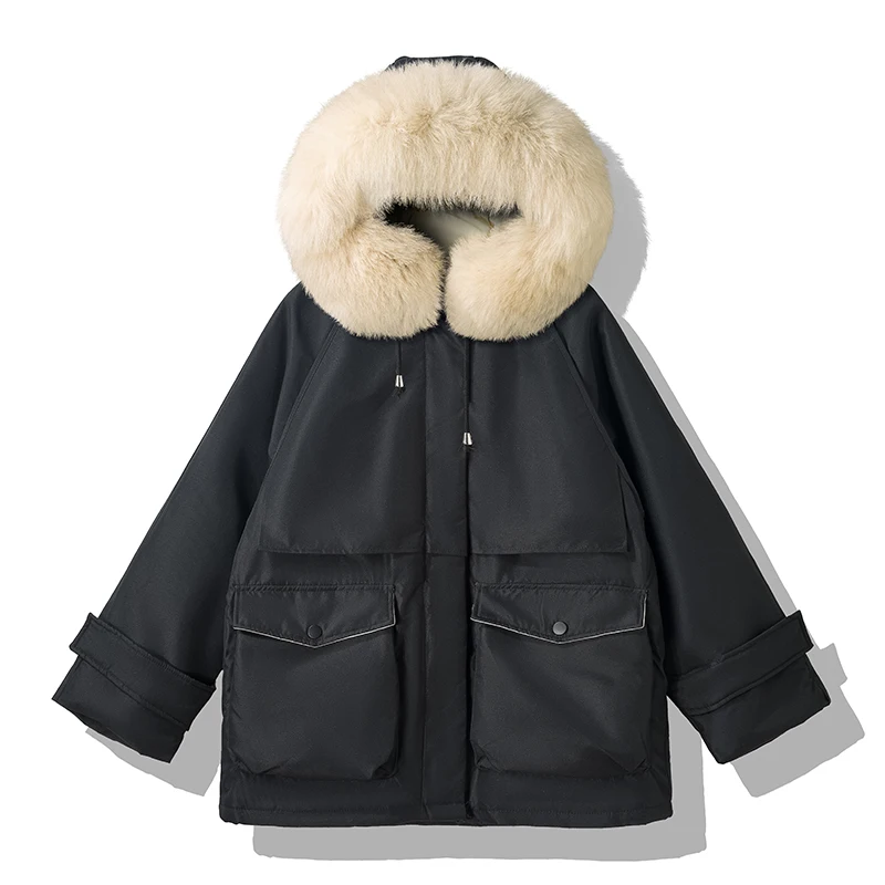 off-Season Clearance New Parka down Jacket Women's Winter Clothes Thickened Warm Short Hooded White Duck down Coat Tide