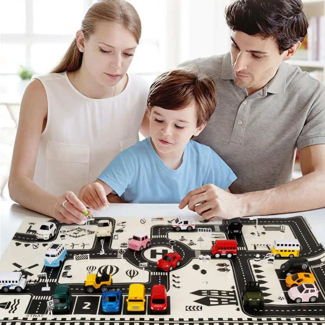 Детский портативный автомобиль городской сцены транзитная дорога игровой знак