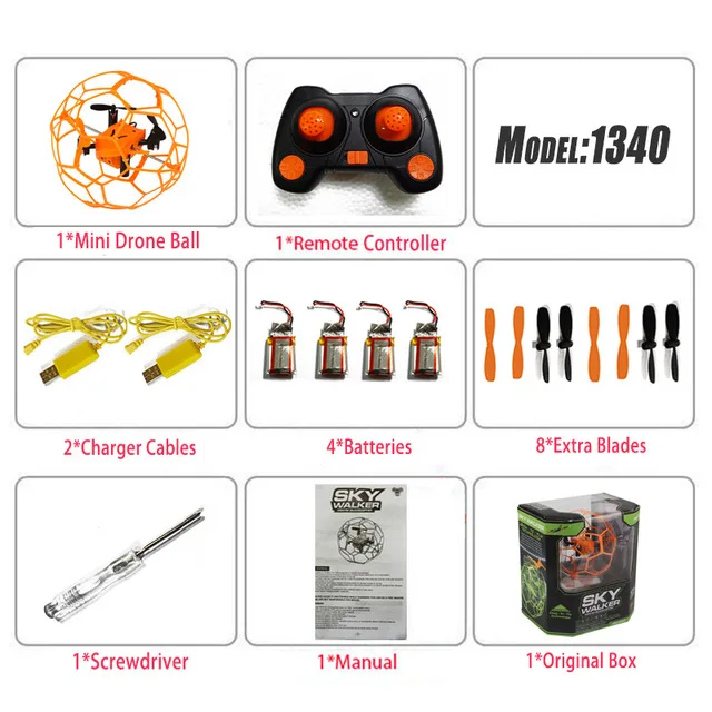 Orange O4 Мини-Дрон шаровидным 3D флип RC мяч RC дроны защитной оболочки 2,4 ГГц Rc Квадрокоптер с режимом headless игрушки с дистанционным управлением Защитная крышка - Цвет: Orange O4