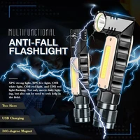 multifunctional 360 degree magnet anti fall flashlight led variable light flashlight lamp usb rechargeable tactical light zoom