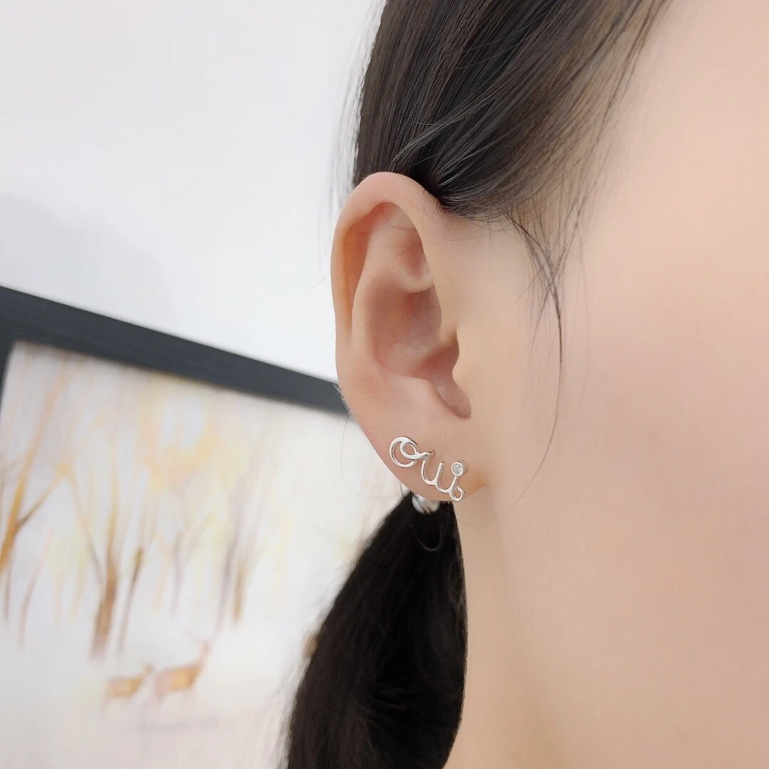 

Luxury Jewelry Top Quality Famous Brand Rose Gold Silver Colour Earrings For Women Designer Classic Letter Fine Gift 2021 Trends
