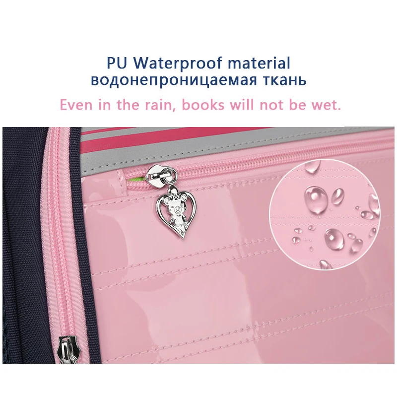 SUN EIGHT PU Leather School Bags Orthopedic Backpack For Girls Children School Bag Waterproof