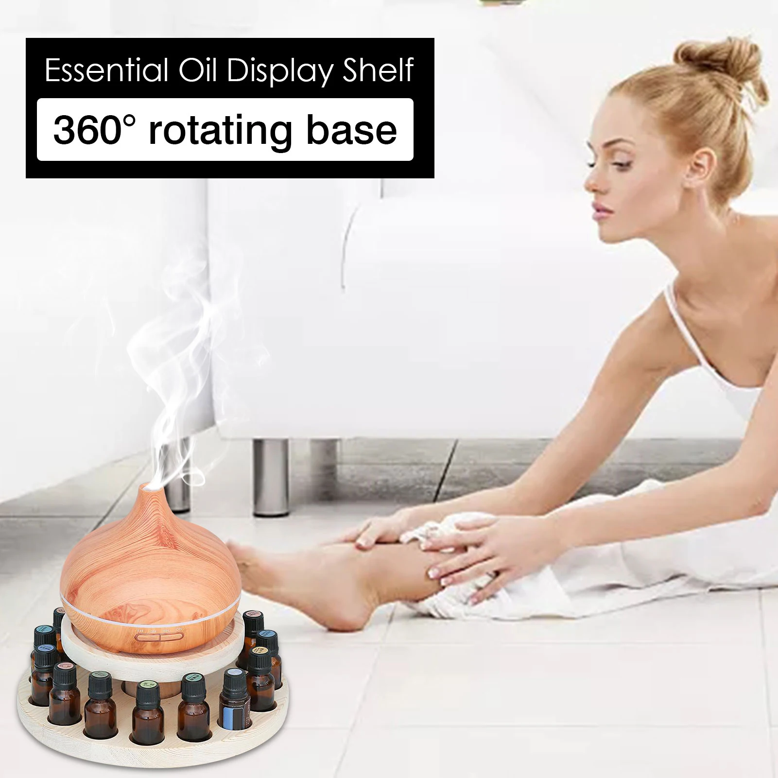 

Wooden Essential Oil Display Stand Shelf Perfume Holder Perfume Aromatherapy Frame Rotating Organizer Tray Storage Box