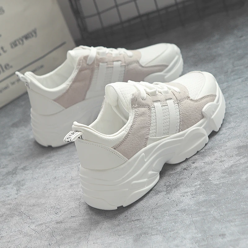 Женские повседневные туфли на плоской платформе дышащие увеличивающие рост