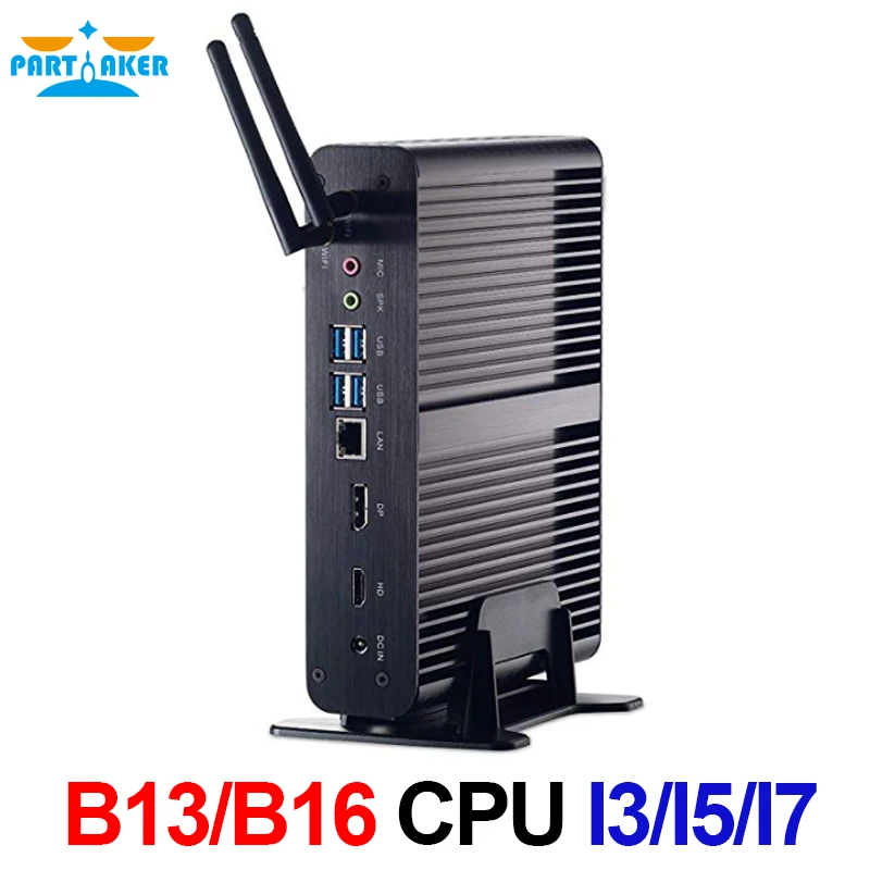 Мини компьютер без вентилятора i7 8550U/10710U i5 8250U/7260U/i3 8145U 2 * DDR4 Msata + M.2 SSD Micro PC Win10 Pro