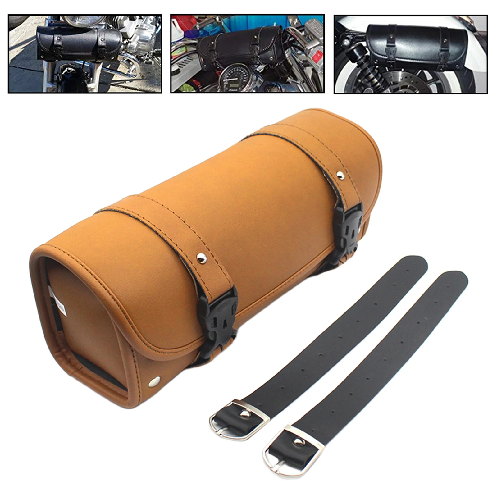 Vintage PU Leather Handlebar Bag Motorcycle Saddle Tool Travel Accessory Pouch | Спорт и развлечения