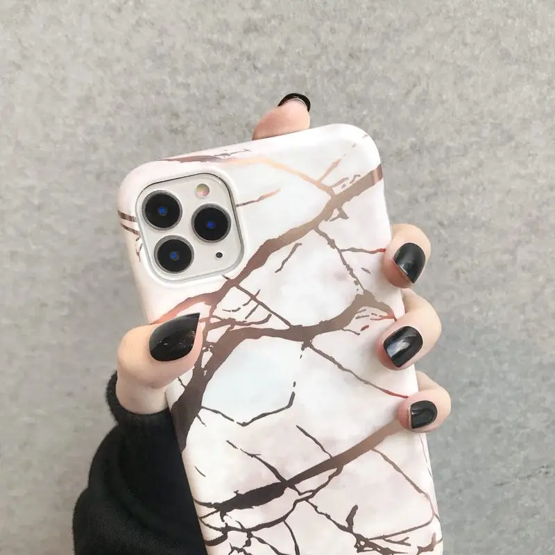 Plating Marble Pattern Case for iPhone 11 Pro Max XS XR 6 7 8 Plus Soft TPU Bumper Full Body Slim Flexible Shockproof Back Cover | Мобильные
