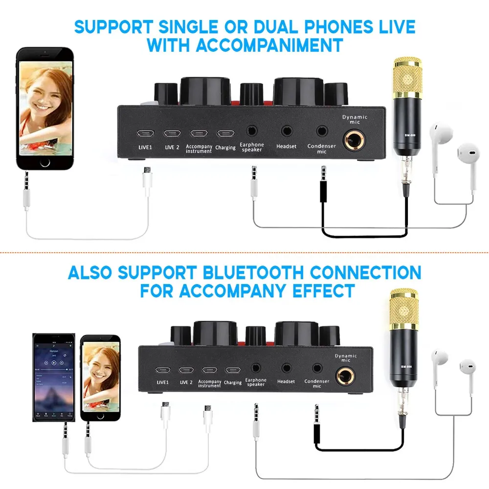Kebidumei V8 Внешняя USB Звуковая карта для фотостудии BM 800 веб-трансляция развлечения