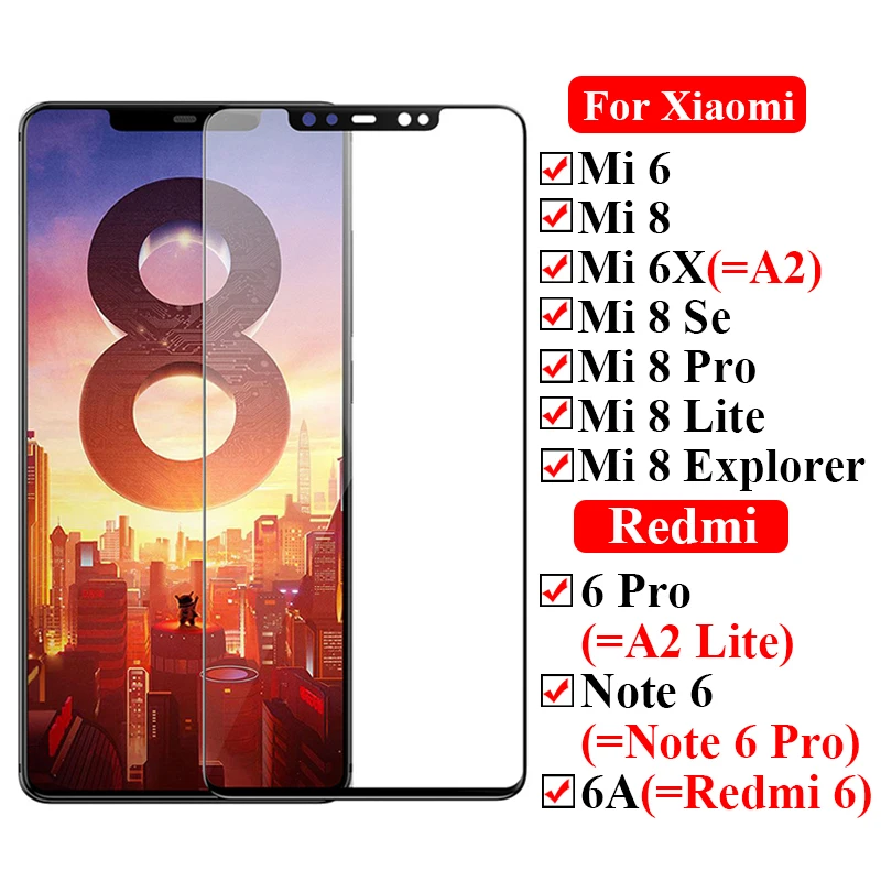 Защитное стекло для xiaomi redmi 6a note 6 pro a2 lite закаленное 6x xiaomei readmi 8 se explorer защитный