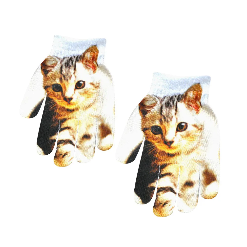 

Kids Cute Print 3D Kitty Fashion Children Knitted Gloves Animal Winter Warm Pet Gloves