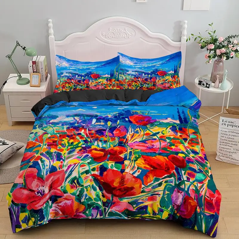 

Красивая картина маслом Постельное белье Twin Queen King Размеры постельное белье с наволочка Стёганое одеяло лоскутных покрывал 2/3 предмета в ко...