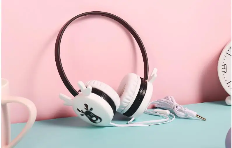 Новые наушники с рисунком оленя сабвуфер гарнитура проводные детские микрофоном