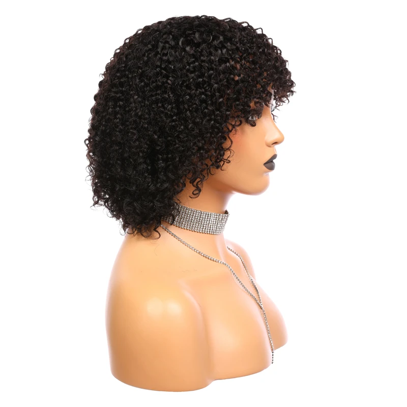 Парик короткого стрижки Пикси цвета омбре с челкой Бразильские волосы Реми 100%