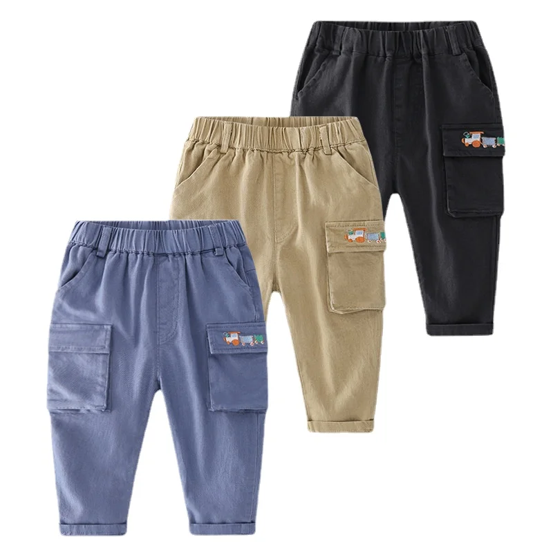 

Новинка, Осенняя детская одежда с мультяшным автомобилем, штаны для мальчиков, Детские эластичные повседневные брюки, детские брюки, штаны