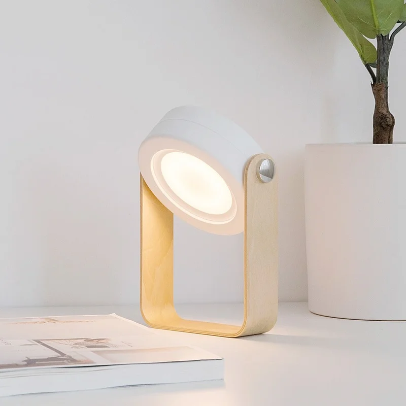 

Telescopic Table Lamp Bedside Lamp Portable LED Lantern Lamp Wooden Handle Night Light Rechargeable Flashlight Household Gadgets