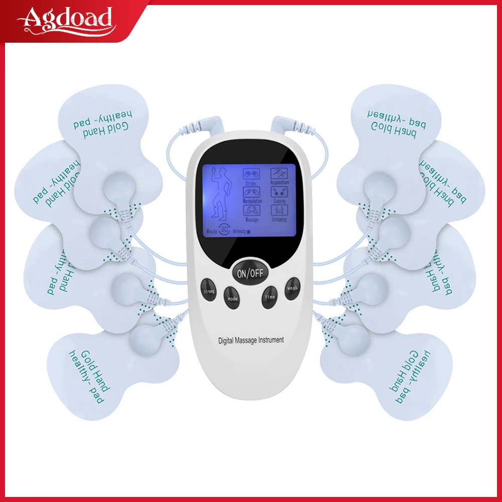 

Pro EMS Tens Machine Digital Therapy Full Body Massager with Double Electrode Pads Pain Relief Electric Pulse Muscle Stimulator