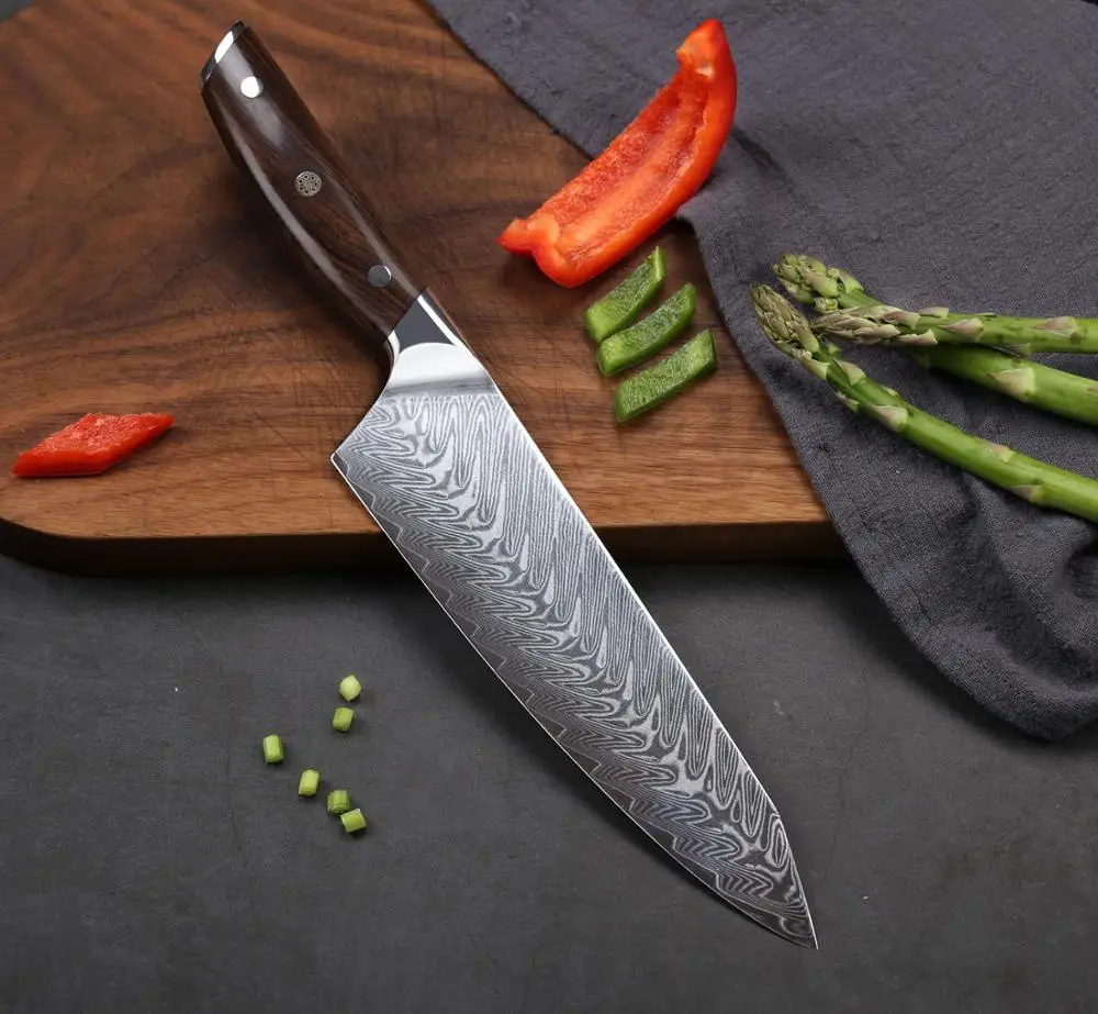 Профессиональный поварской нож TURWHO 8 2 дюйма острые японские 67 слоев дамасская