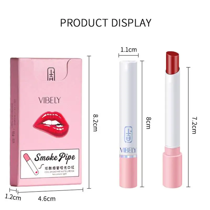 Губная помада матовая бархатная водостойкая стойкая с дымчатым тюбиком красная