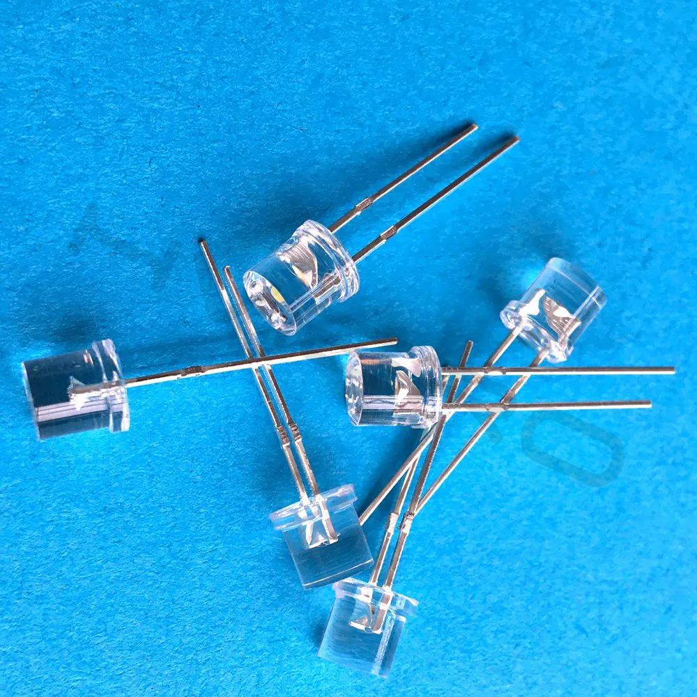 100шт 5мм плоские широкоугольные белого света лампы LED ультра яркие светодиоды F5mm.