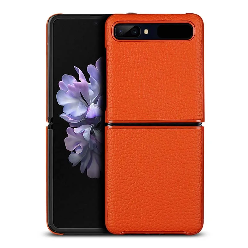 

Luxury Genuine Leather case for Samsung Galaxy Z Flip 6.7" Protective Shell Ultra-thin Cover For Galaxy Z Flip 5G Capa Fundas