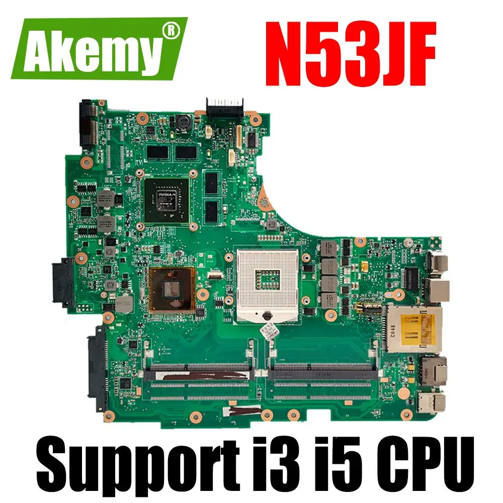 Для материнской платы ноутбука ASUS N53J N53JF N53JN N53JL N53JG HM55 W/ GT425M 1G 2 * RAM слот для