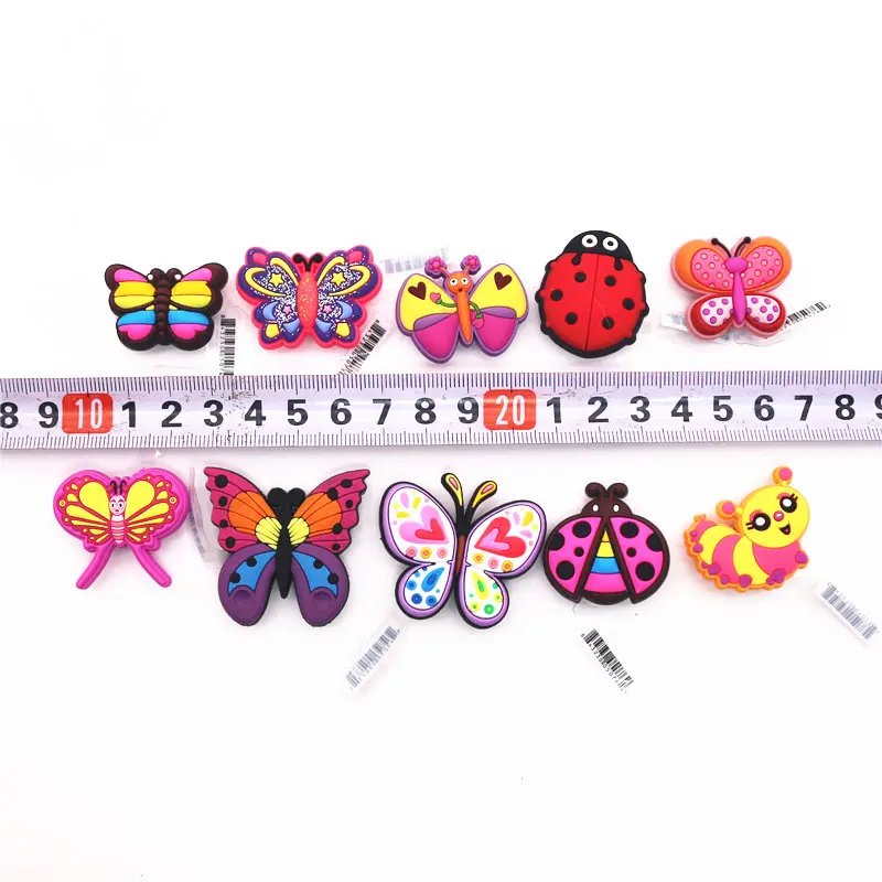 High Imitation Butterfly&Ladybug Shoe Accessories Novelty 1pcs Garden Shoe Original Charms Decorations fit Croc JIBZ Kids Gifts
