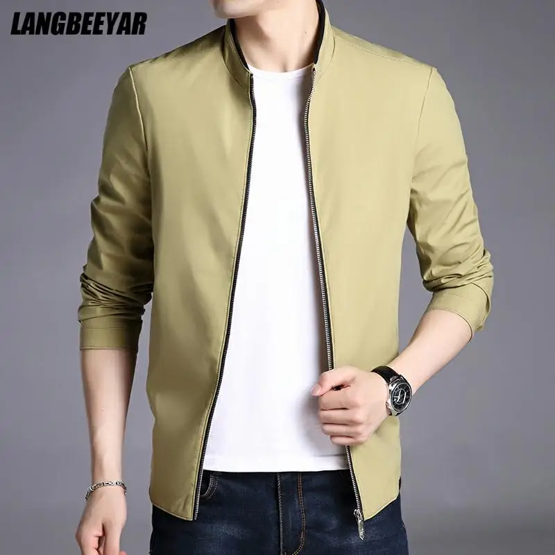 

High Quality New Brand Casual Fashion Stand Collar Windproof Zipper Men Jackets Autumn Yellow Windbreaker Coats Men's Clothing