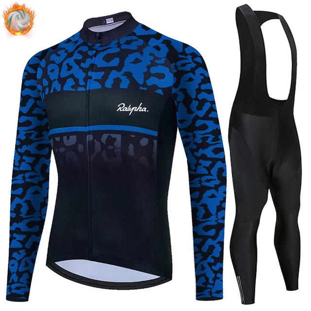 

Ralvpha 2021 Creative Pattern Men's Winter Warm Fleece Cycling Suit Long Suit MTB Cycling Suit Sportswear Mountain Ropa Ciclismo