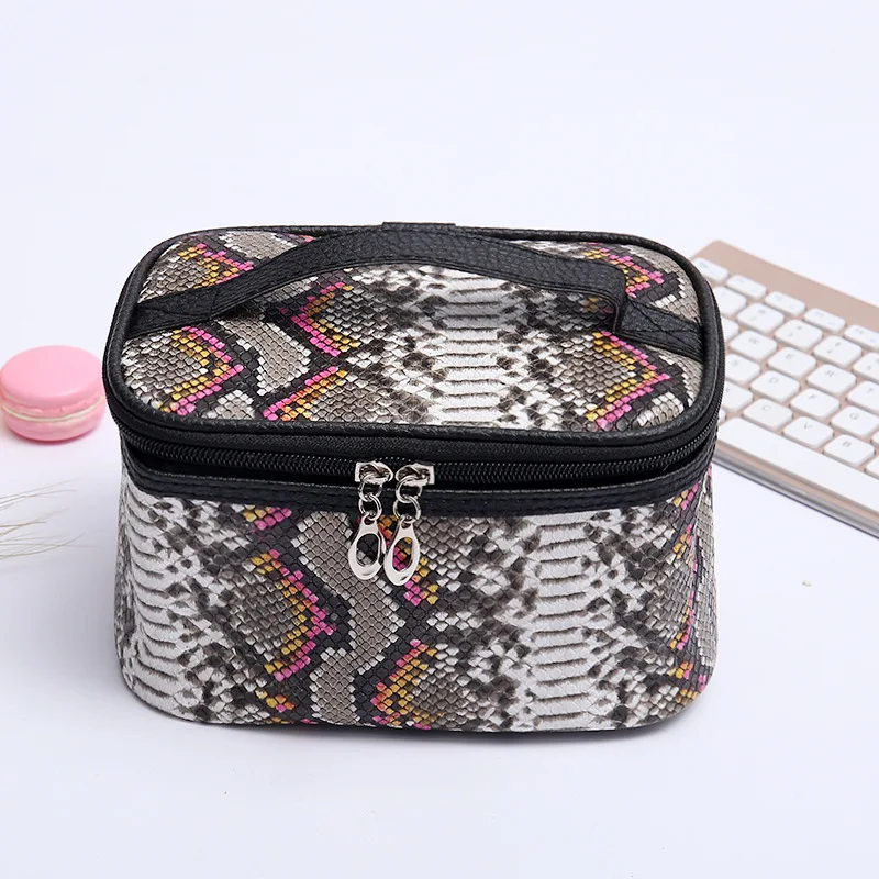 Профессиональная косметичка под змеиную кожу Новая модная женская из