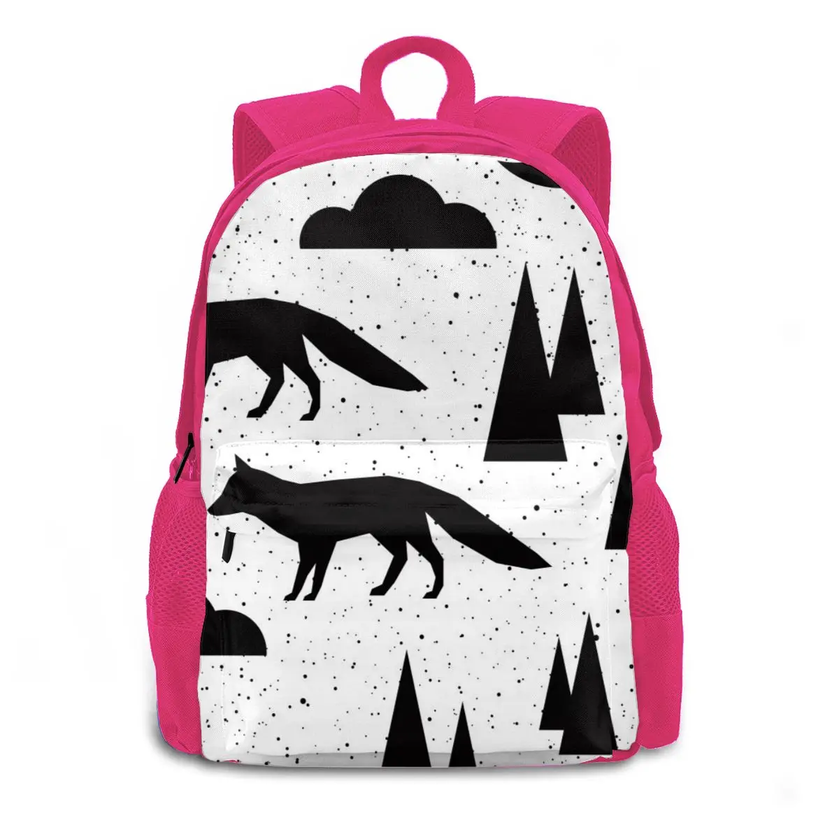 

Black And White Forest Tree Cloud And Fox Backpack Shoulder Bag Casual Women Backpack Teenage Girl School Bag Bagpack